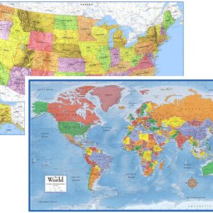 24×36 World and USA Classic Premier 3D Two Wall Map Set