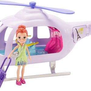 Polly Pocket Vacation Helicopter Playset with 3-in Lila Doll, Helicopter, Extra Fashions, Luggage, Backpack, Tablet 2 Water Bottles, Binoculars, Camera and Toothbrush [Amazon Exclusive]