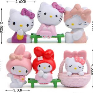 6pcs Cute Animal Cat Characters Figurines Toy Kitty Figures Toy Set Mini Figure Collection Playset, Fairy Garden Party Decorations, Kitten Cake Topper, Plant, Automobile decoration