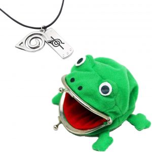 Naruto Anime Cosplay, Naruto Necklace and Plush Frog Coin Wallet, Funny Naruto Accessories Toys for Adults Or Kids Party