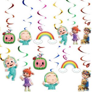 12PCS cocomelon Party Hanging Swirls Ceiling Streamers Decorations for Cocomelon Theme Birthday Party Supplies Decoration Favors for Kids Boy