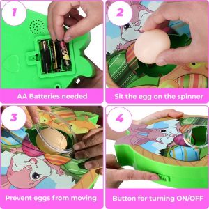 Let’s Party Easter Egg Decorations Kit, Egg Painting Dyeing Coloring Machine Toy with Light and Music, Motorized Battery Bunny Egg Spinner Lathe with 8 Colorful Drying Markers and 3 Plastic Eggs Gift