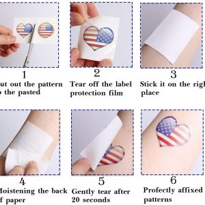 12pieces Patriotic Hair Extensions with 10 Sheets 4th of July Temporary Tattoos for American Independence Day Party Decor Supplies