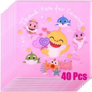 40 Pcs Baby Cute Napkins, Baby Dessert Tableware Disposable Paper Napkins for Baby Shower Kids Birthday Party Decorations Supplies (Pink)