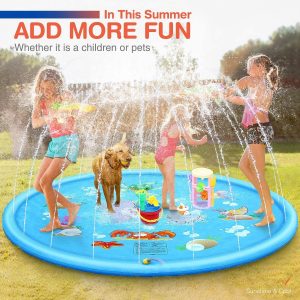 (68″) Inflatable Splash Sprinkler Pad for Kids Toddlers , Kids Baby Pool, Outdoor Water Mat Toys – Baby Infant Wading Swimming Pool – Fun Backyard Fountain Play Mat for 1 -12 Year Old Girls Boys