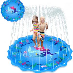 Kids Splash Pad 68″ for Toddlers, Babies,1-12 Years Old Boys Girls, Mermaid Splash Mat for Garden Beach Burst Wading Splash Sprinkler Water Toys Gifts