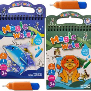 Gudi Toy Kids’ Paint with Water Kits,Magic Water Coloring Books for Toddler,Reusable Water Reveal Activity Books for Boy and Girl 3-5 Year Old Animal&Under The Sea