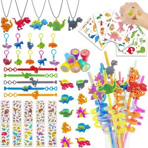 56 PCS Dinosaur Party Favors,Dinosaur Party Goodie Bag Fillers,Prizes Gift Carnivals for Kids Birthday