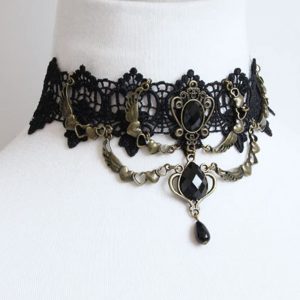 Evil Lamour Gothic Black Lace Choker Necklace with Pendant for Women/Girls Punk Party Cosplay Costumes Wedding Jewelery Christams Gifts (JL-210)cccc