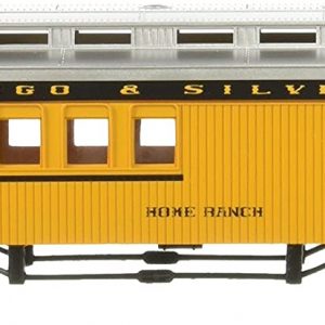 Bachmann Industries 1860 – 1880 Passenger Cars – Combine – Durango & Silverton #213, Yellow, Black & Silver