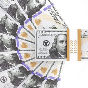 Prop $100 Dollar Bills – Fake Money Set of 100 US Notes for Film Movie TV Kids Play – $10,000 in Cash with Straps