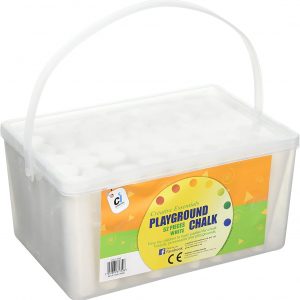 CI CS 1750 White Jumbo Playground Chalk in A Plastic Container with Handle (52-Piece)