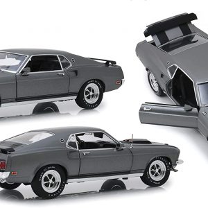 1969 Ford Mustang BOSS 429 Gray with Black Stripes John Wick (2014) Movie 1/18 Diecast Model Car