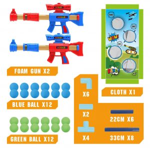 Shooting Game Toy for 6 7 8 9 10+ Years Olds Boys and Girls,2pk Foam Ball Popper Air Toy Guns with Standing Shooting Target, 24 Foam Balls, Indoor Activity Game for Kids, Compatible with Nerf Toys