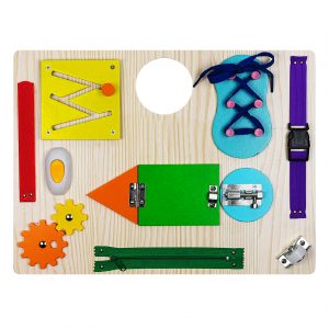 Montessori Busy Board – Busy Board-Montessori Toys – Wooden Sensory Toys-Toddler Busy Board – Montessori-Toddler Learning Activities-Toddler Educational Activities Promotes Fine Motor And Basic Skills