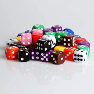 Lvcky 50Pcs 6 Sided Dices Dotted Dice Game Set with Velvet Bags Bar KTY Party Favor Assorted Color 16mm Mixed Color（Mixed Color ）