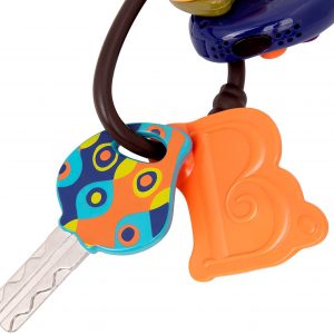 B. toys by Battat BX1228Z – 4 Textured Toy Car Keys for Babies & Toddlers – LucKeys – Blue – Flashlight & 3 Car Sounds