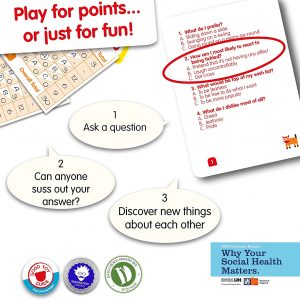 sussed! | hilarious personality quiz card game | series 1 | score the most points by sussing out other players’ attitudes | answer funny questions about each other’s likes, dislikes, reactions, wishes and opinions | age 8+ | 2 – 8 players/teams
