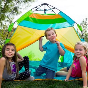 Pacific Play Tents One Touch Tent 48″ X 38.5″ High, Green/Orange/Blue