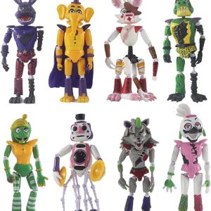 THEMAZ 8Pcs/Set 6in, Inspired by Game FNAF Security Breach Bonnie Foxy Freddy Fazbear Bear, Five Nights at Freddys Action Figures PVC Dolls Light Figures FNAF Toys with Movable Joints for Children