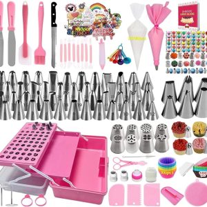 Cake Decorating Supplies 359-Piece Piping Bags and Tips Set Cake Decorating Kit with 60 Piping Tips Cake Decorating Tools with Multi-Purpose 3-Layer Toolbox with Tray
