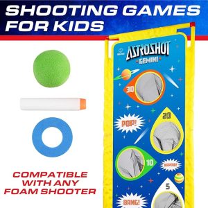 USA Toyz Astroshot Gemini Shooting Games for Kids – 2pk Soft Foam Ball Popper Toy Foam Blasters and Guns, 2-Player Toy Guns Set with Standing Shooting Target and 24 Soft Foam Balls