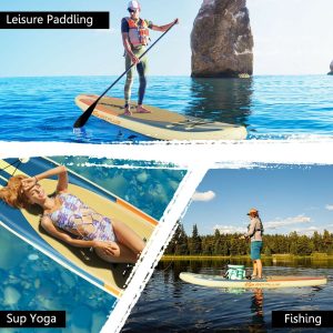 Goplus 10′ Inflatable Stand Up Paddle Board Surfboard with Aluminum Paddle Pump
