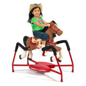Brown New Spring Horse Ride-On With Sounds Safety Straps Toy For Kids 2-6 Year