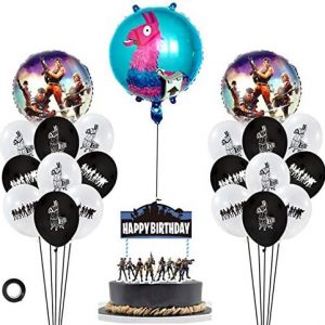 Nelton Video Game Party Supplies Includes Cake Topper – 18 Latex Balloons – 3 Foil Balloons – Perfect Battle Royale Gamer Decorations Favors for Kids