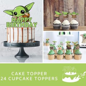 Nelton Party Supplies For BBYD Includes Cake Topper, 24 Cupcake Toppers, 20 Latex Balloons, Happy Birthday Backdrop, 1 Table Cloth , 1 Banner