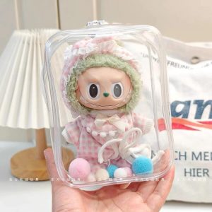 [BAG ONLY] Clear Protective Bag for Labubu – 17cm Labubu Doll Dustproof Portable Plastic Cover