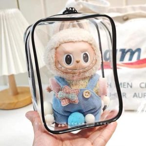 [BAG ONLY] Clear Protective Bag for Labubu – 17cm Labubu Doll Dustproof Portable Plastic Cover